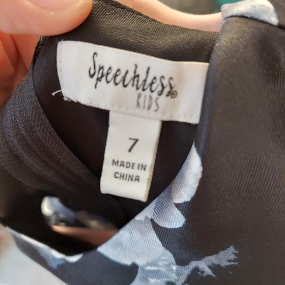 Speechless Big Girls Social Hi Low Floral Mikado Dress - Black, Gray - Picture 6 of 6